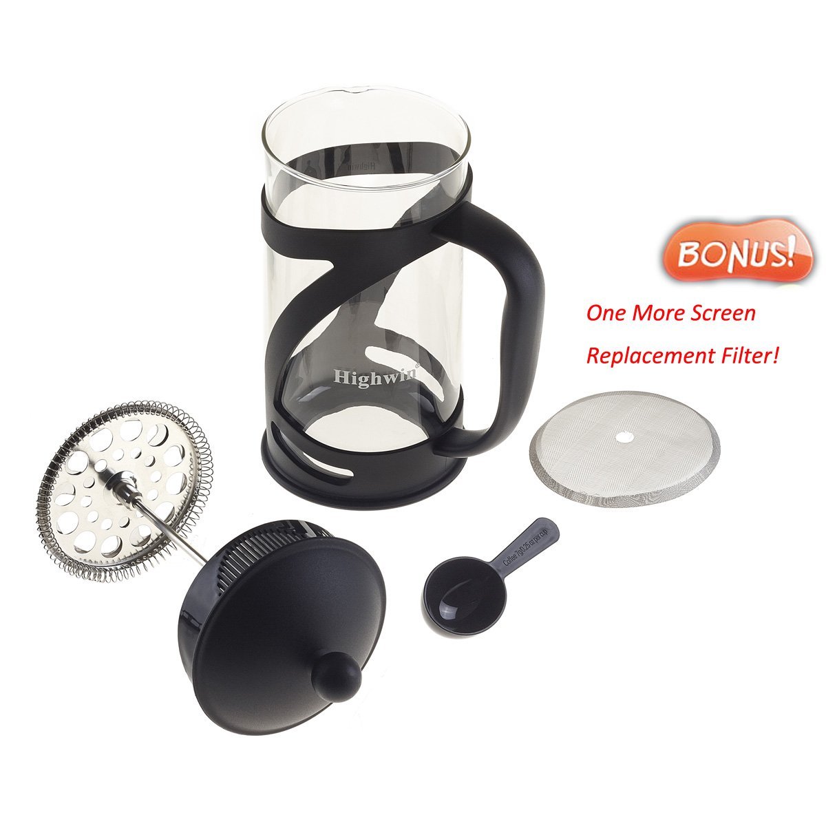 Highwin French Press Coffee Tea & Espresso Maker, 8 Cup/4 Mug (1 liter