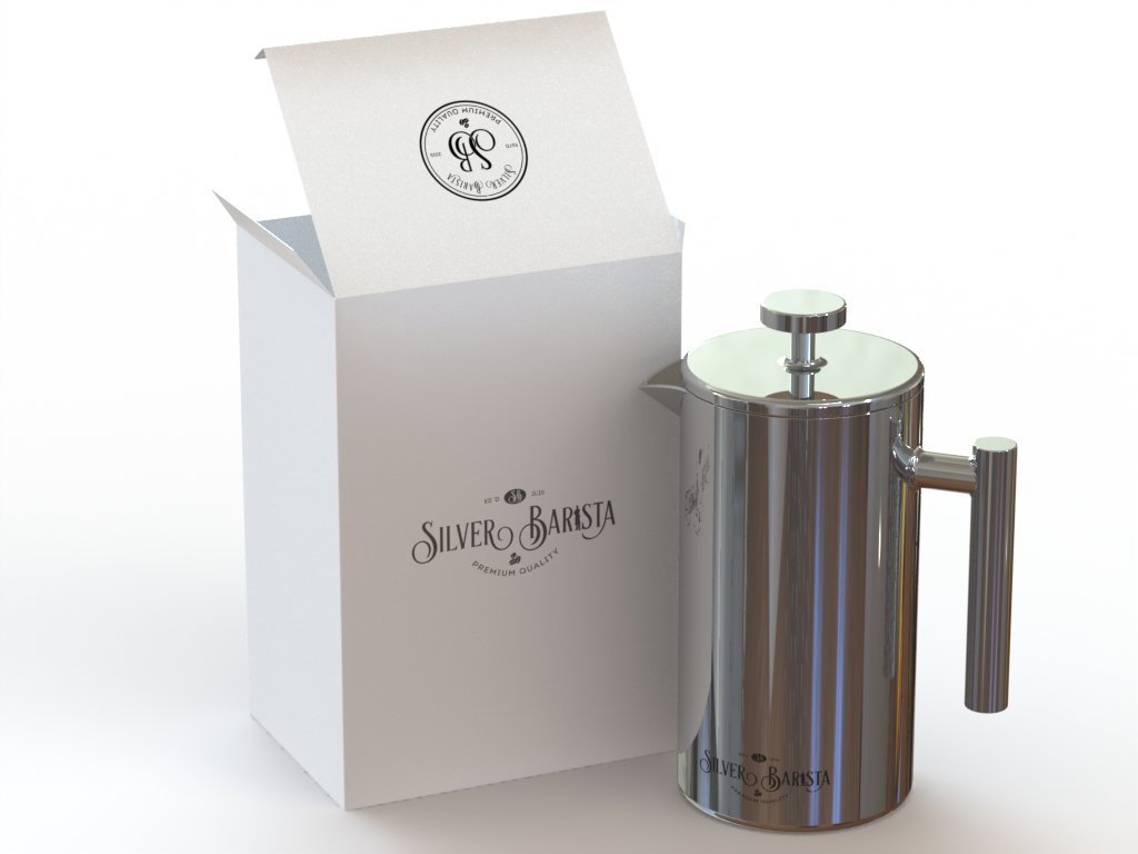 Stainless Steel French Press 34oz, 8 Cup, Easy Clean, Insulated Better than Glass Coffee