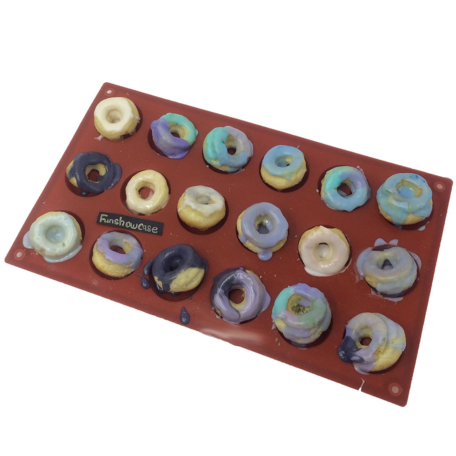 Funshowcase Mini Donut Silicone Mold 18 Cavity 30x17x1cm N5 free image