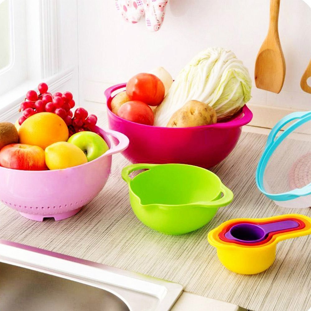 8pcs Mixing Compact Bowl Set Rainbow Food Preparation and Measuring
