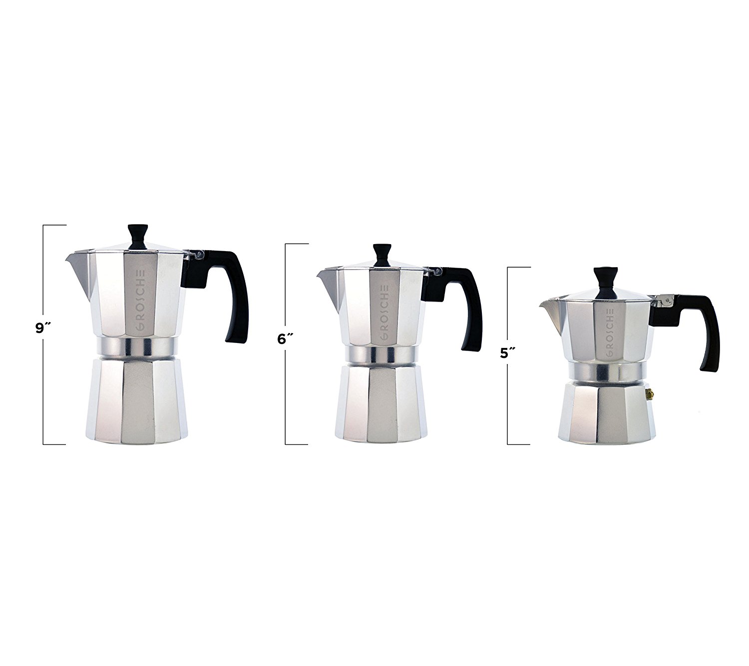 GROSCHE Milano Moka Stovetop Espresso Coffee Maker with Italian Safety