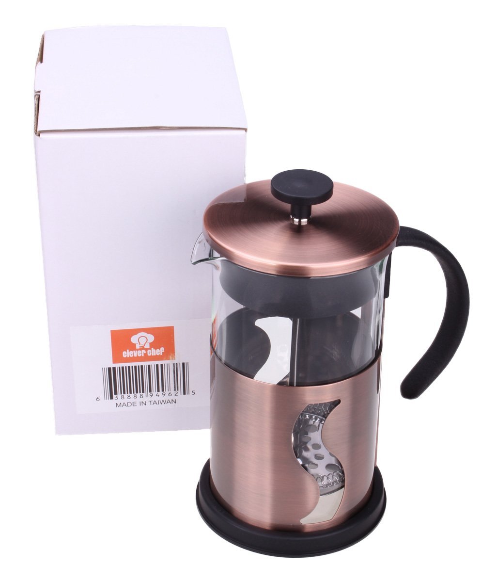 Gourmet 1 Liter Matte Copper French Press Coffee Brewer with S Shaped