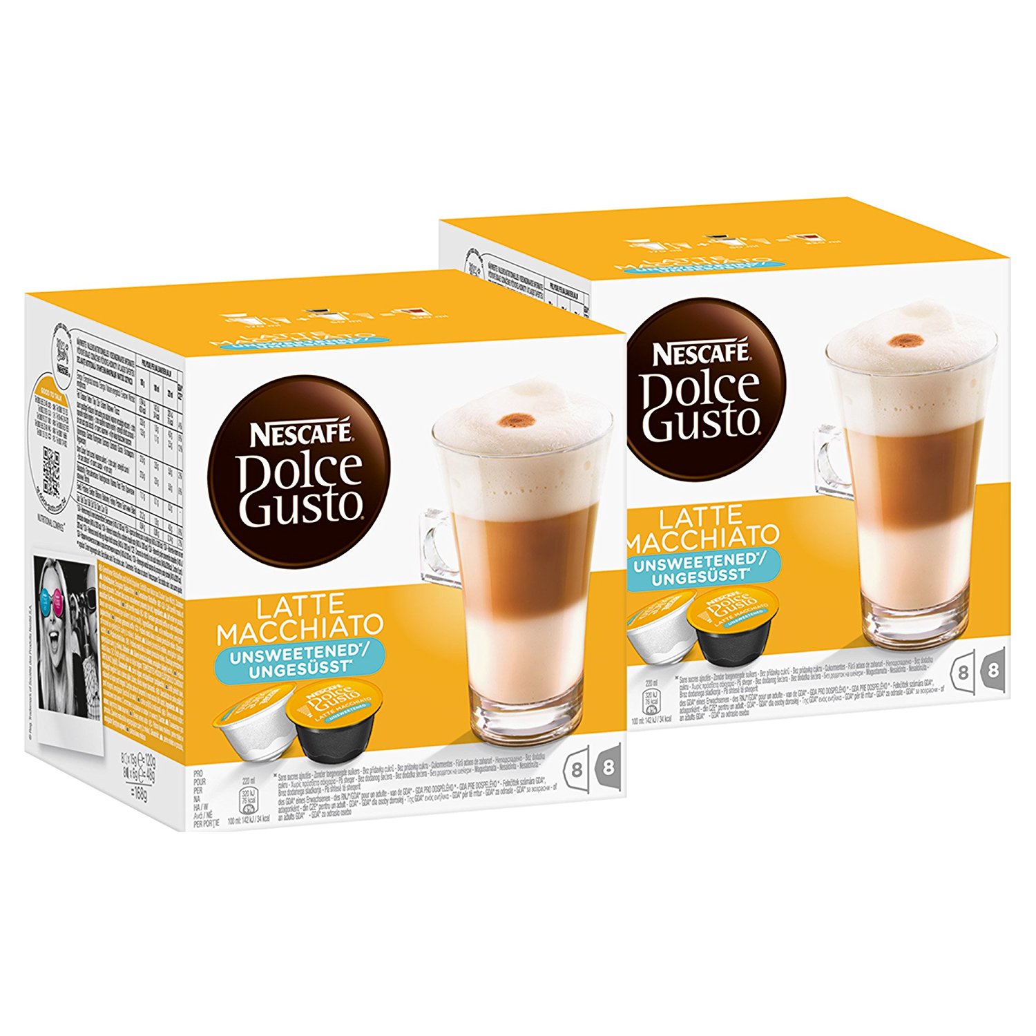 Nescafé Dolce Gusto Latte Macchiato Unsweetened, Pack of 2, 2 x 16 Capsules (16 Servings) free