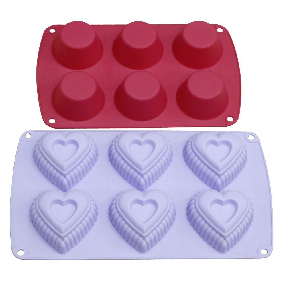 ake 2 Pack Silicone Cake Molds,Bundt and Madeleine Pan,Round and