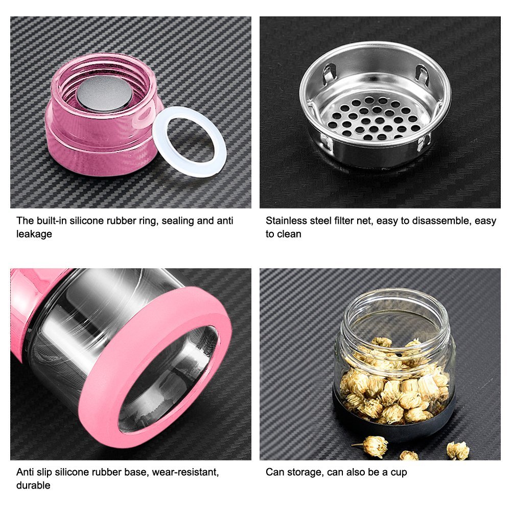 Tea Infuser/Tea Tumbler Water Bottle W/ Stainless Steel Loose Leaf Strainer Filter &SpillProof