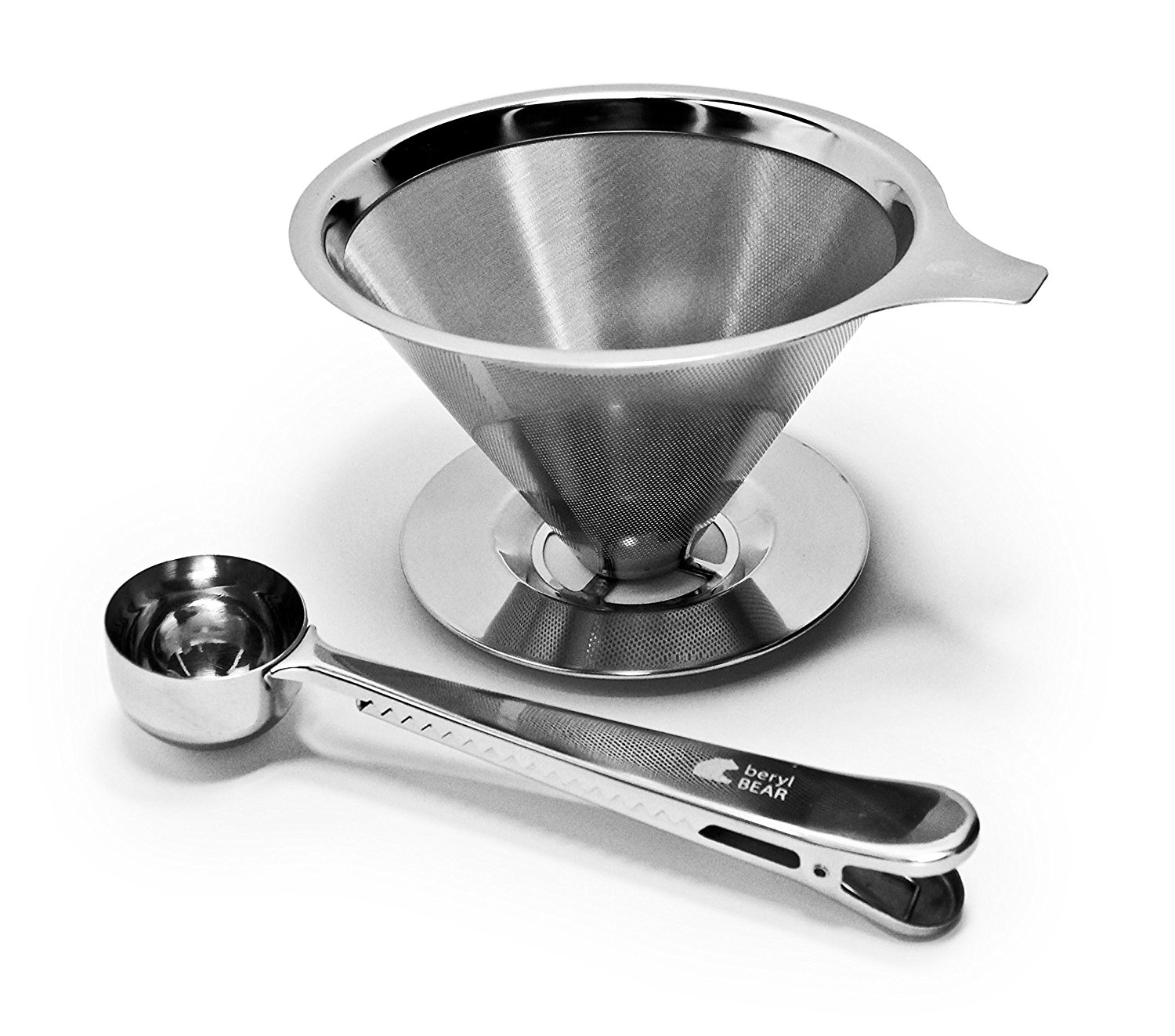 Stainless Steel Pour Over Coffee Dripper Reusable Double Layer Mesh