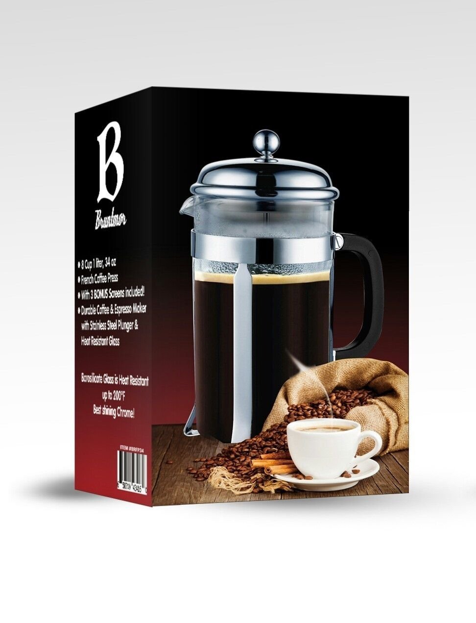 Gracelove French Press Coffee & Tea Maker Complete Bundle 8Cups, 34