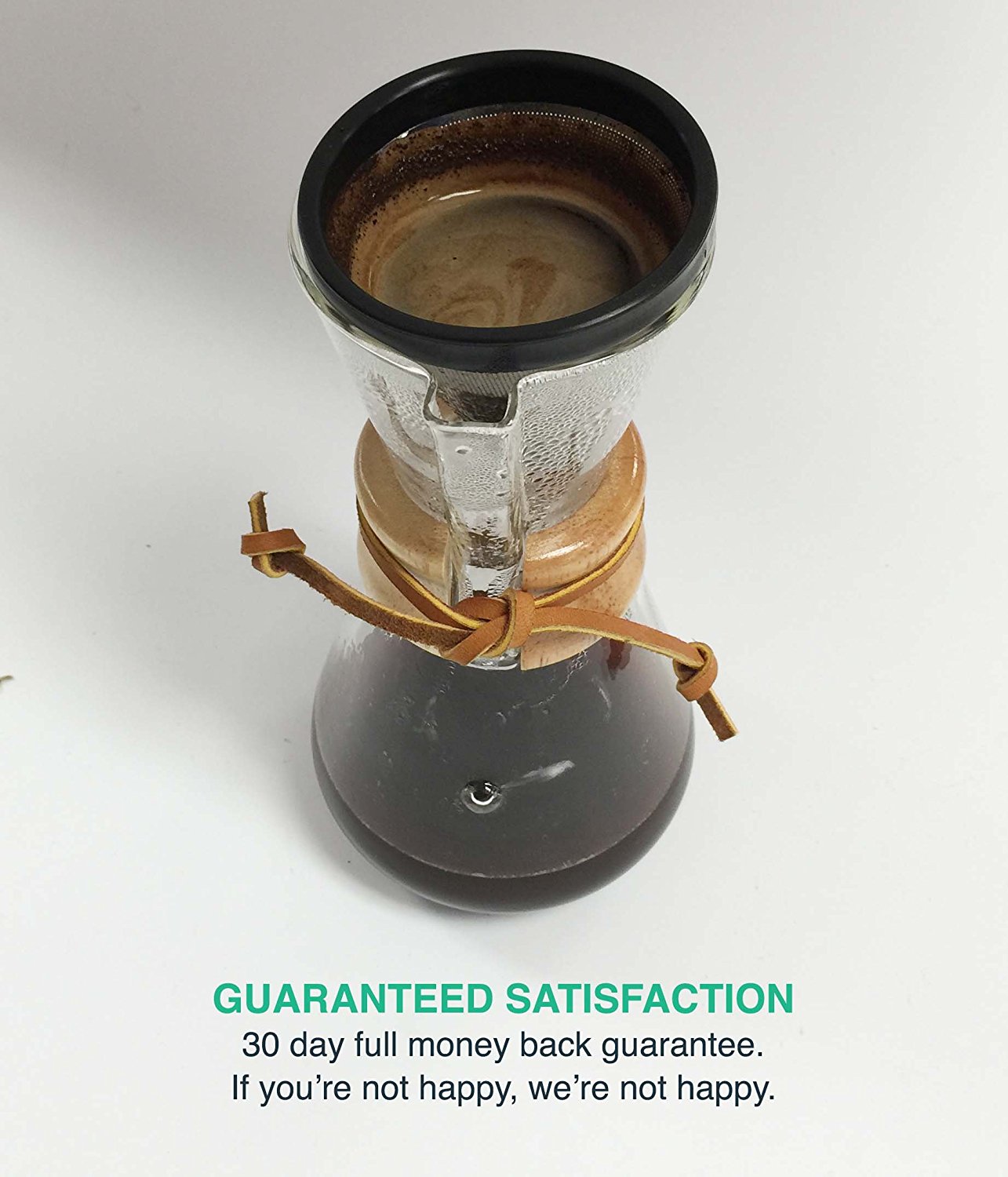 Washable & Reusable Stainless Steel Cone Coffee Filter Fits Chemex® 3