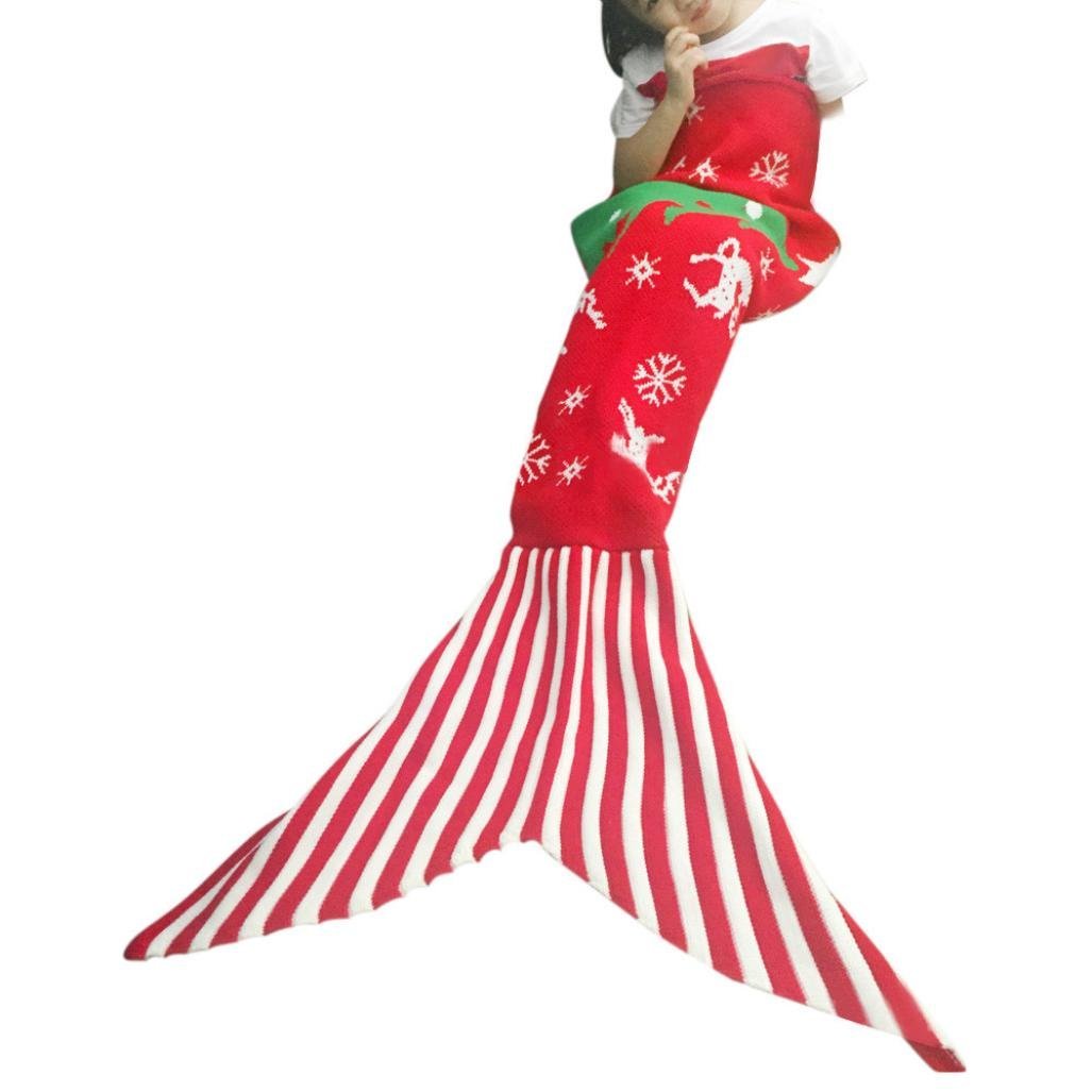 PHOTNO Mermaid Tail Blanket Handmade Crochet Adult Bed Wrap Sleeping