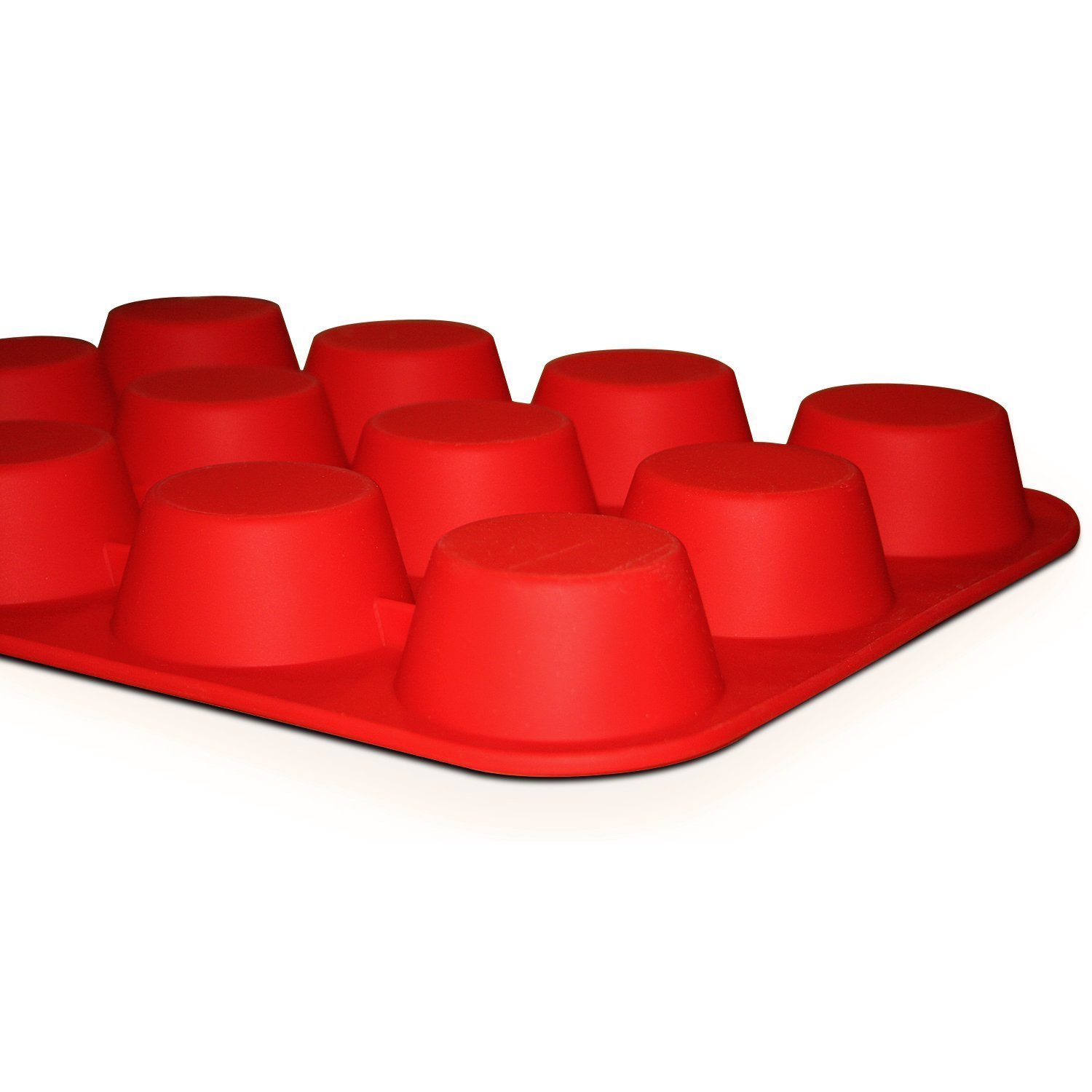 Silicone Muffin Pan and Cupcake Maker 12 Cup, Red, Plus Muffin Recipe
