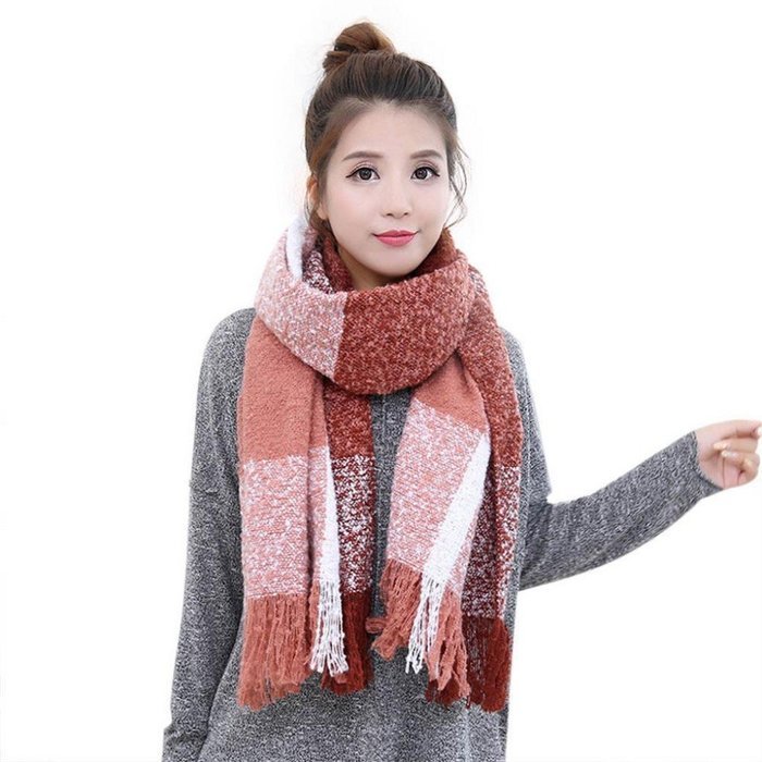 Warm Winter Women Long Scarf Large Shawl Plaid Scarf