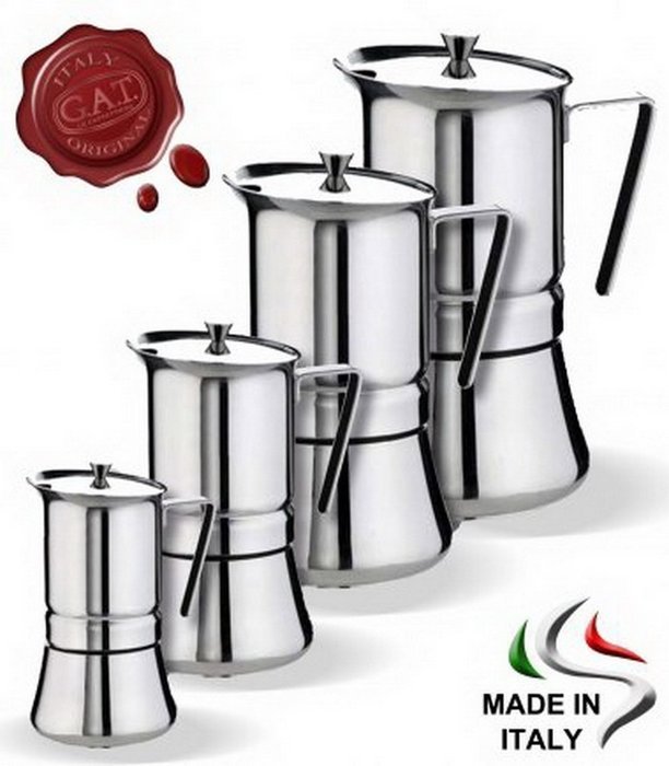 GAT Pratika Stainless Steel Stovetop Espresso Maker (6 espresso cup (9