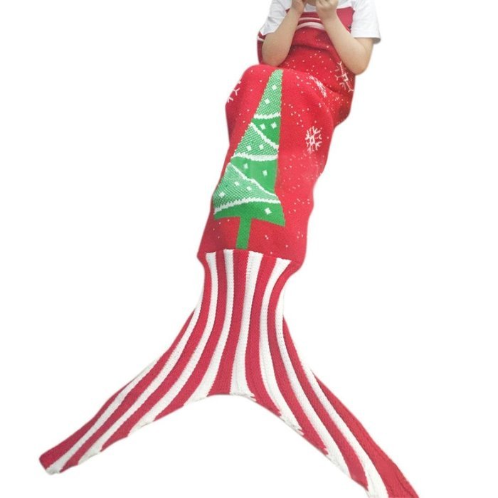 PHOTNO Mermaid Tail Blanket Handmade Crochet Adult Bed Wrap Sleeping