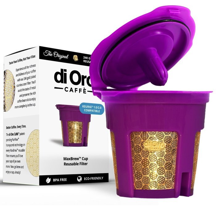 MaxBrew 24K GOLD KCup Reusable Filter for Keurig 2.0/1.0 Small Single