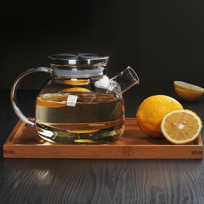 Ceramic Story Glass Water Pitcher With 304 Stainless Steel Lid,Large