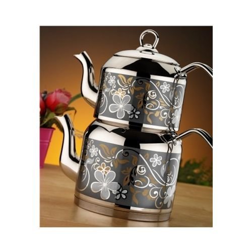 Turkish Double Tea Pot Set Inter Sahra Stainless Steel Teapot N3 free