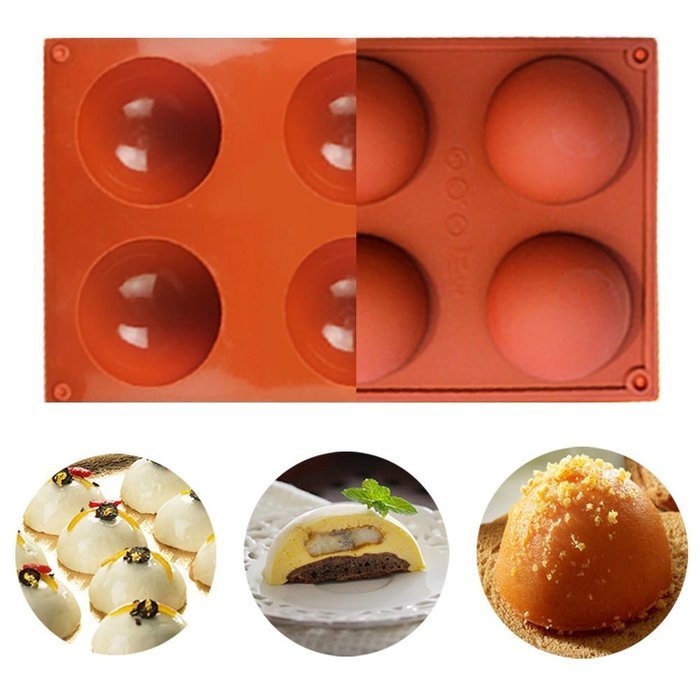 IC ICLOVER 6Cavity Half Sphere Food Grade Silicone Mold Desserts
