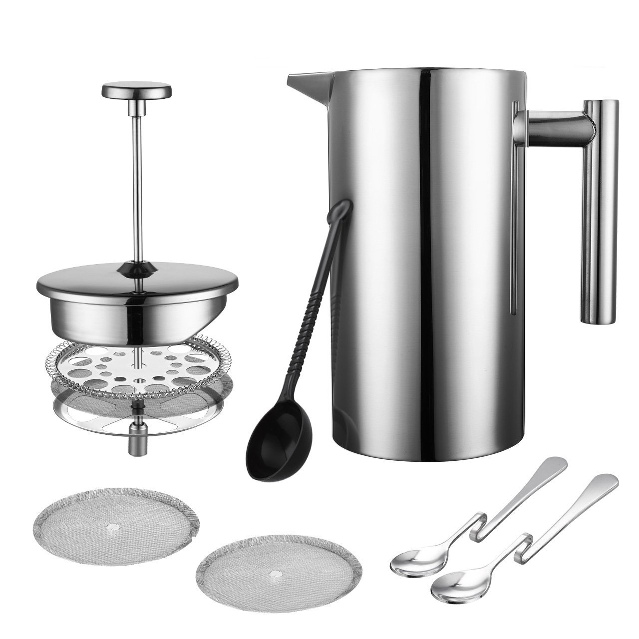 Cymas Double Wall Stainless Steel French Coffee Press,French Press Coffee & Tea Maker, 34 oz, 1