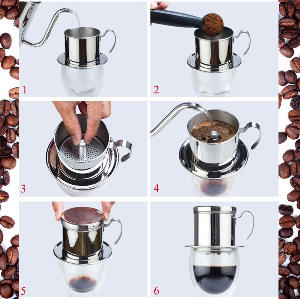 Kteam Coffee Maker Pot, Stainless Steel Vietnamese Coffee Drip Filter