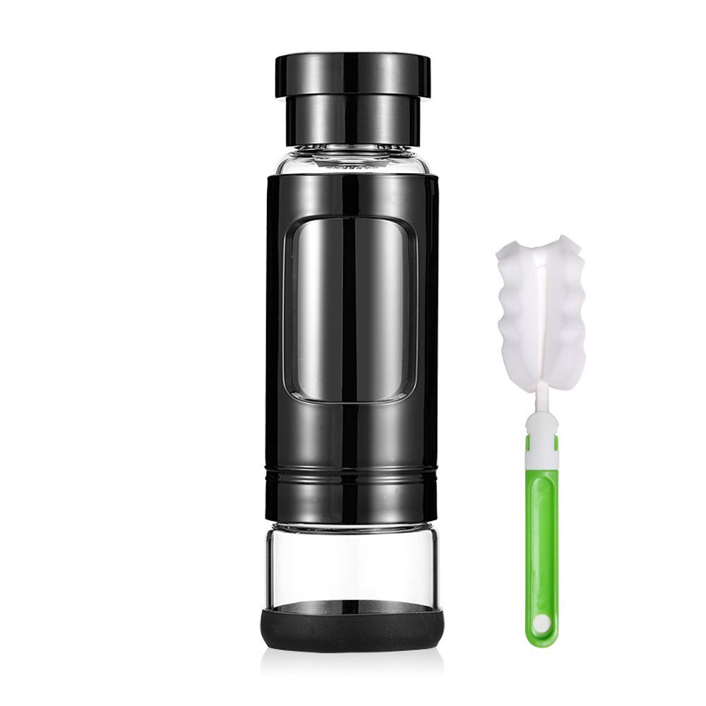 Tea Infuser Bottle,Tea Tumbler/Tea Mug with Loose Leaf Tea Strainer Borosilicate Glass Tea Cup