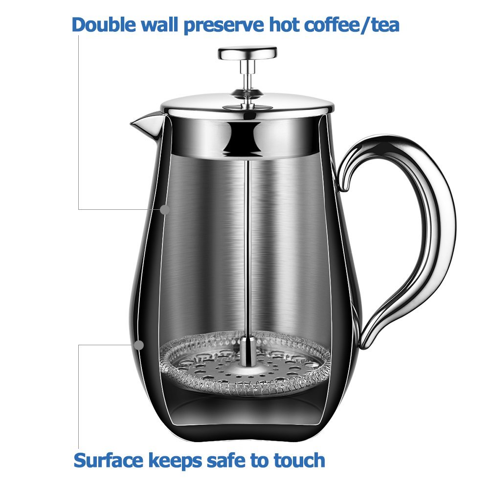 Ecooe Double Wall French Press Coffee Tea Maker Coffee Press Pot With