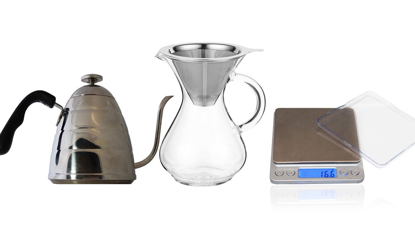 CoastLine Pour Over Coffee Kit Includes 4Cup Carafe with Stainless
