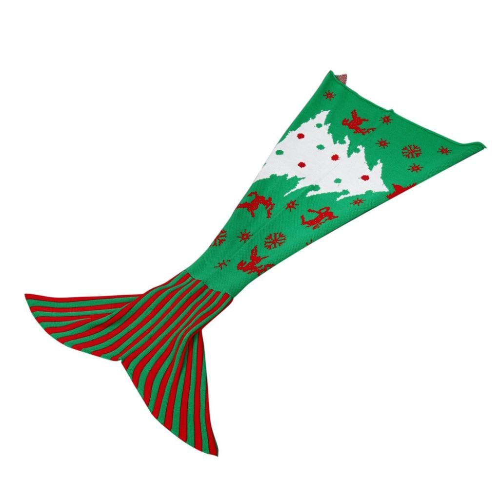 PHOTNO Mermaid Tail Blanket Handmade Crochet Adult Bed Wrap Sleeping