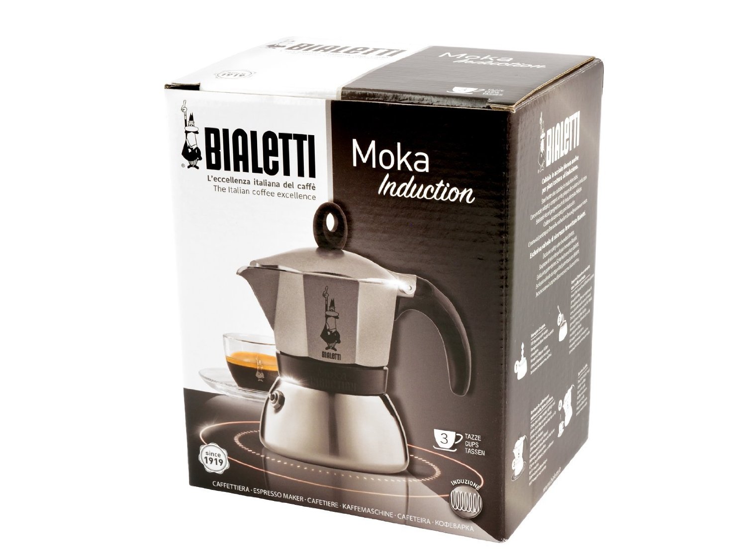 Bialetti 3 Cup Moka Induction Stove top Stovetop Espresso Coffee Maker