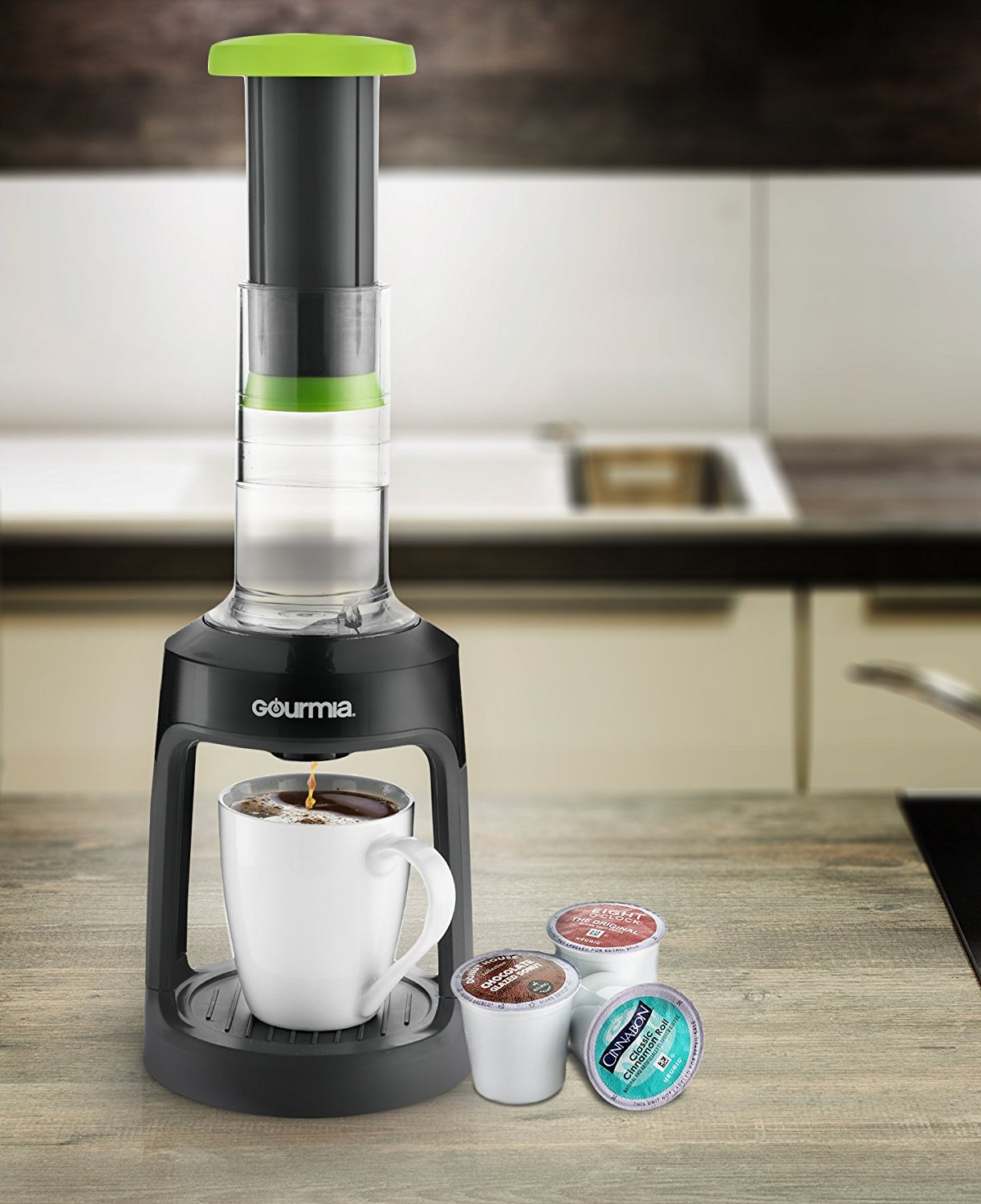 Gourmia GKCP135G Single Serve KCup Manual Hand French Press Coffee