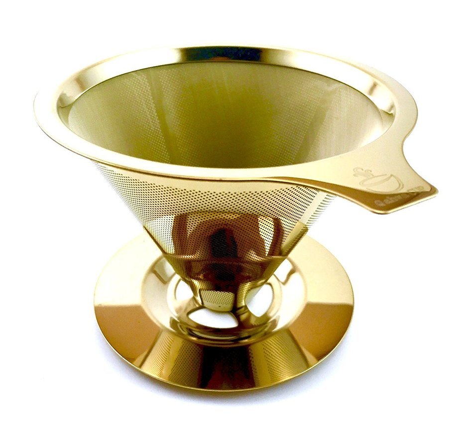 Qahwa Cup Gold Pour Over Coffee Dripper Titanium Coated Stainless