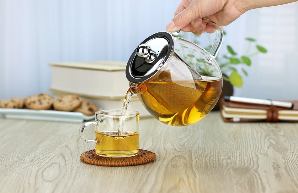 Glass Teapot with Stainless Steel Infuser and Lid,26oz/750ml
