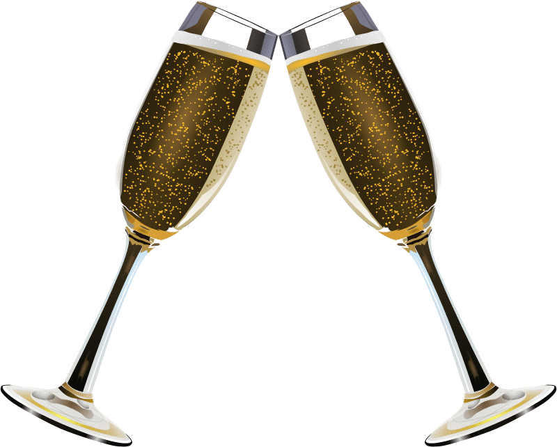 Clinking of two glasses with champagne on a black background free image
