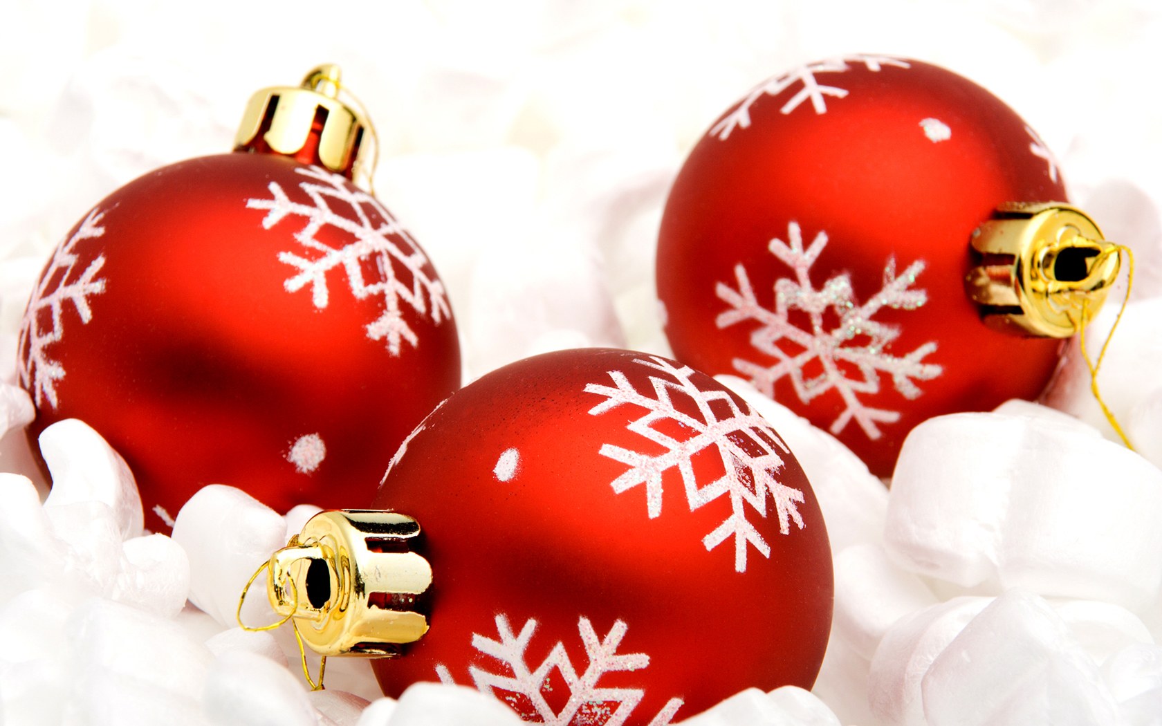Three Red Christmas Balls with snowflakes print free image download