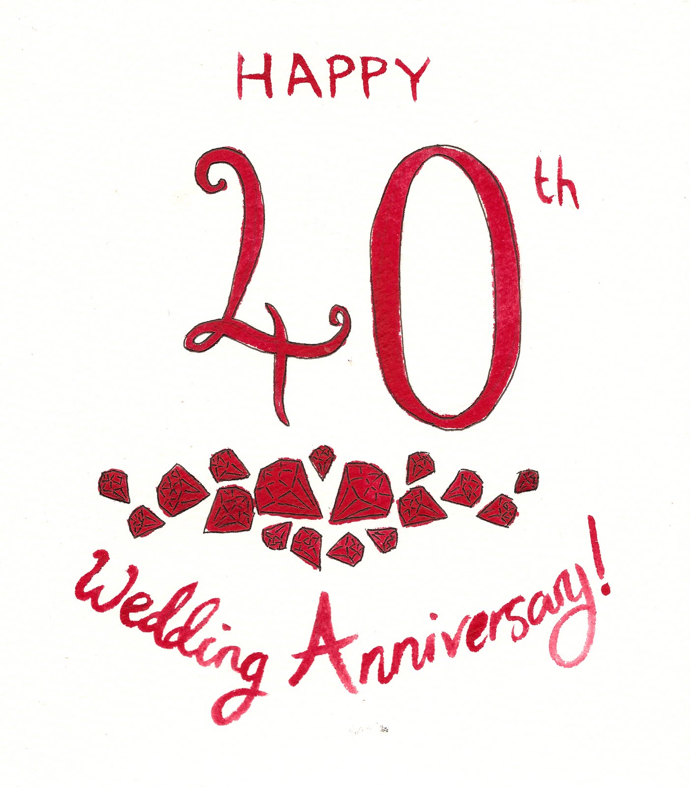 40th Wedding Anniversary, greeting card free image download