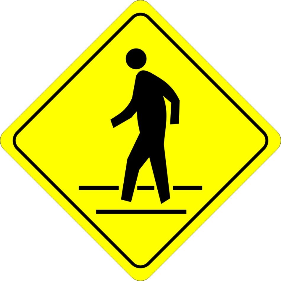 Yellow pedestrian crossing warning sign free image download