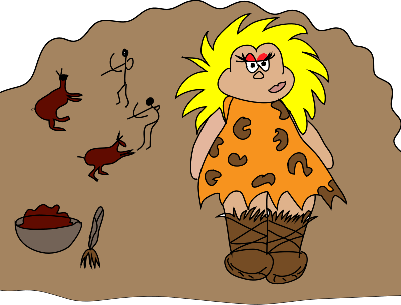 Drawing of a cave girl in a cave free image download