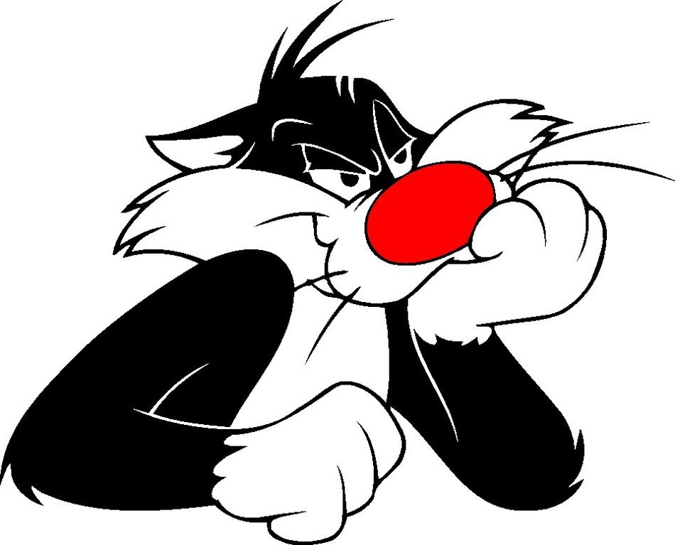 Black and white cartoon cat free image download