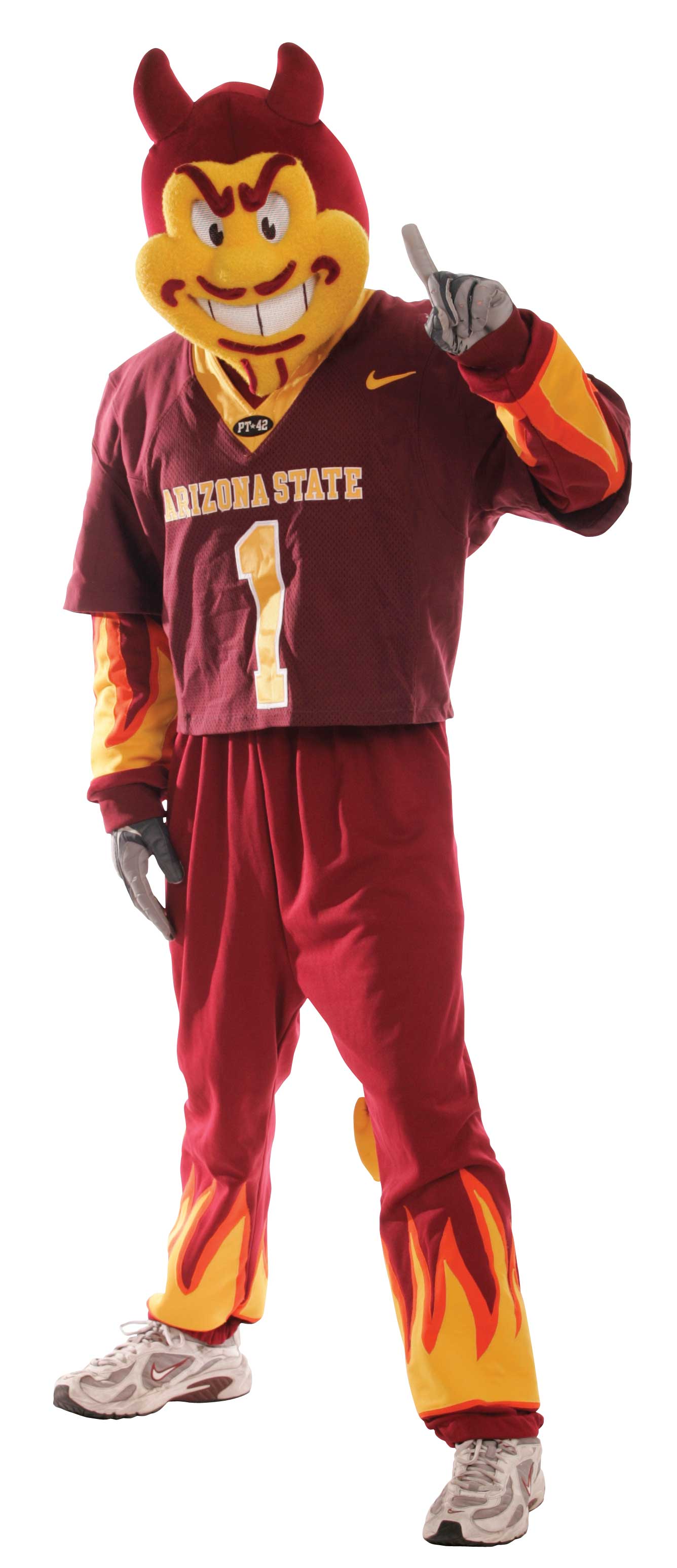 Man in costume of Sparky the Sun Devil, official mascot of Arizona