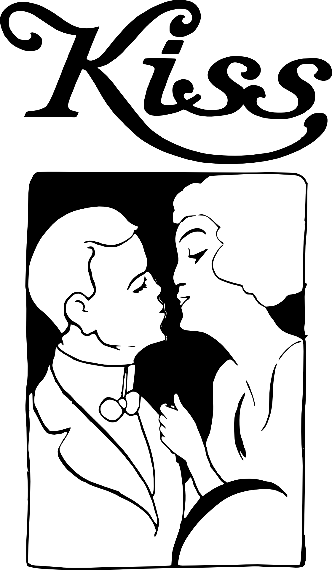 Kiss, man an woman in love, vintage illustration free image download