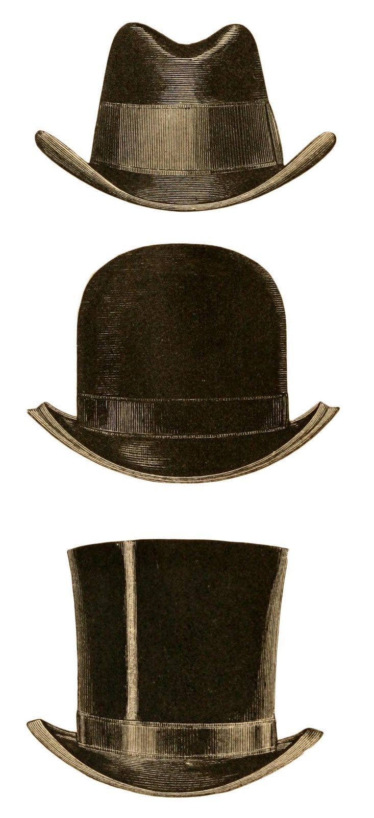 Three Victorian Men’s Hats free image download