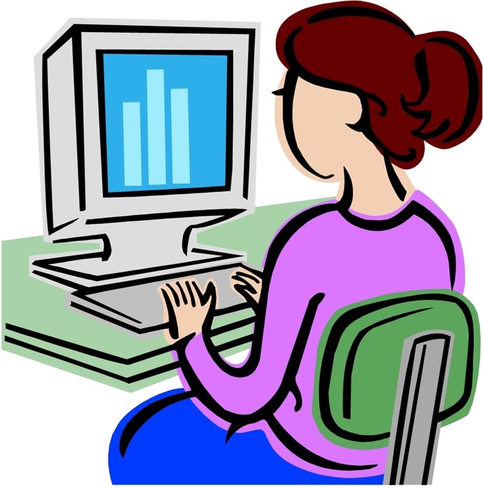 Girl in Computer drawing free image download