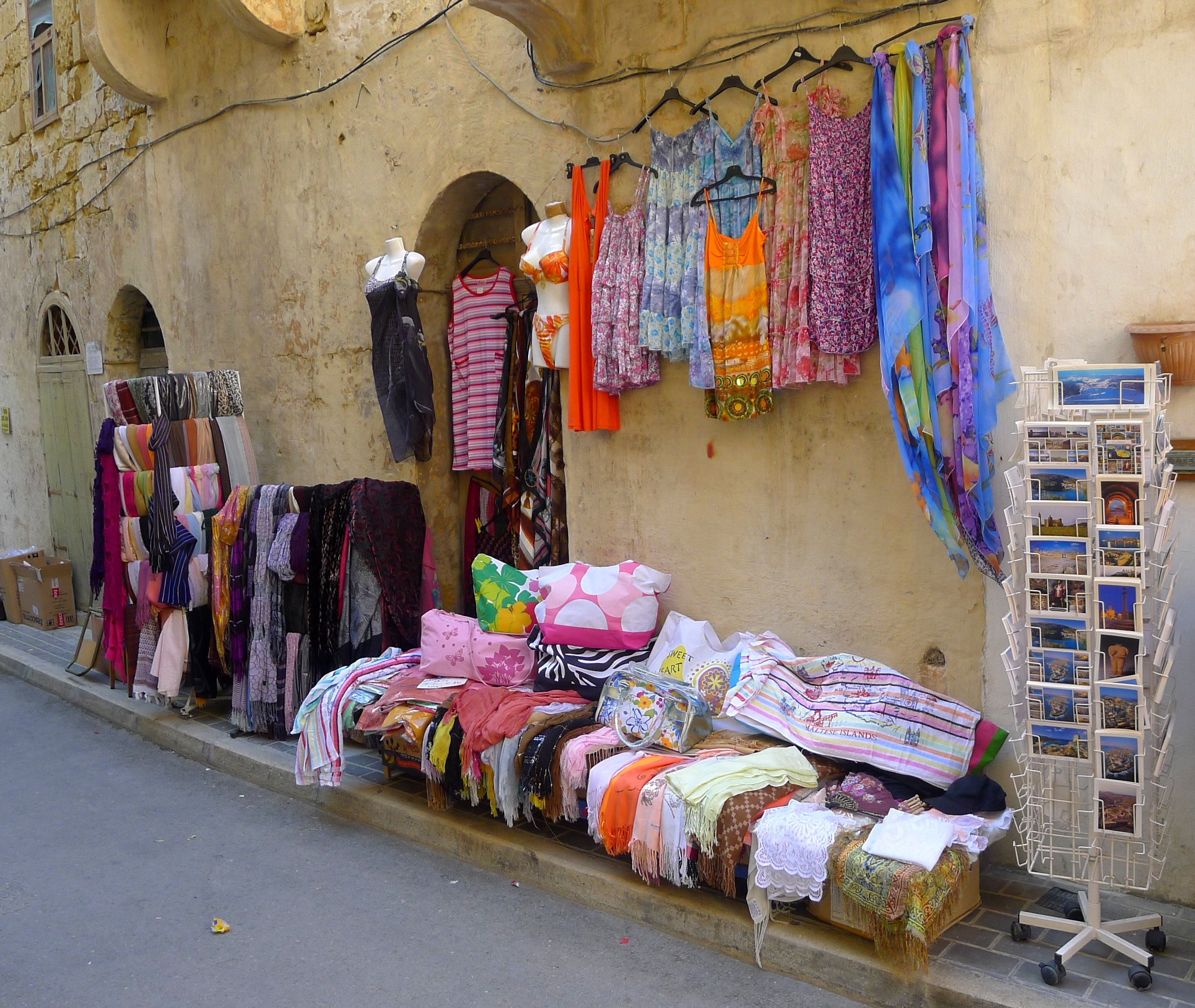 Clothes to sale on street, malta, gozo free image download