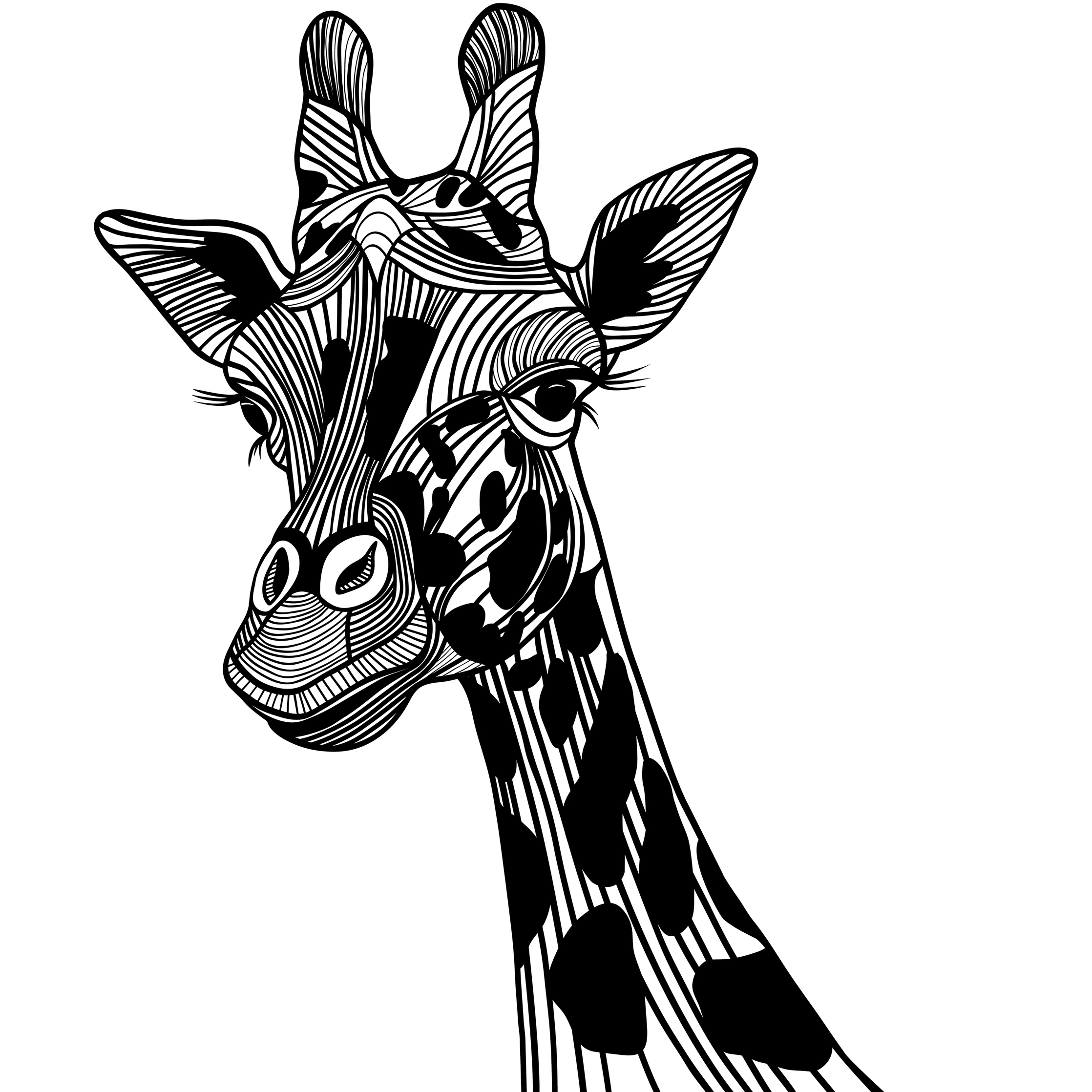 Giraffe Head Tattoo Design drawing free image download