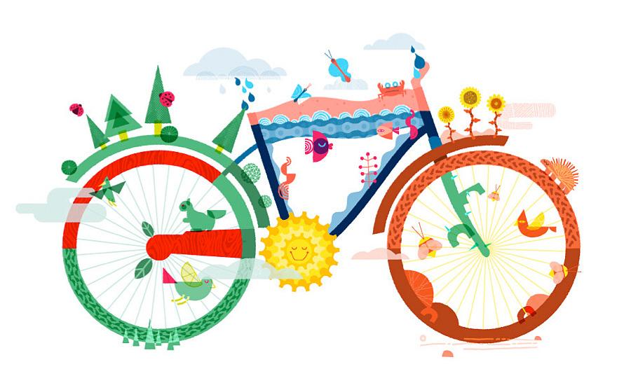 Fantasy Bicycle with nature icons free image download