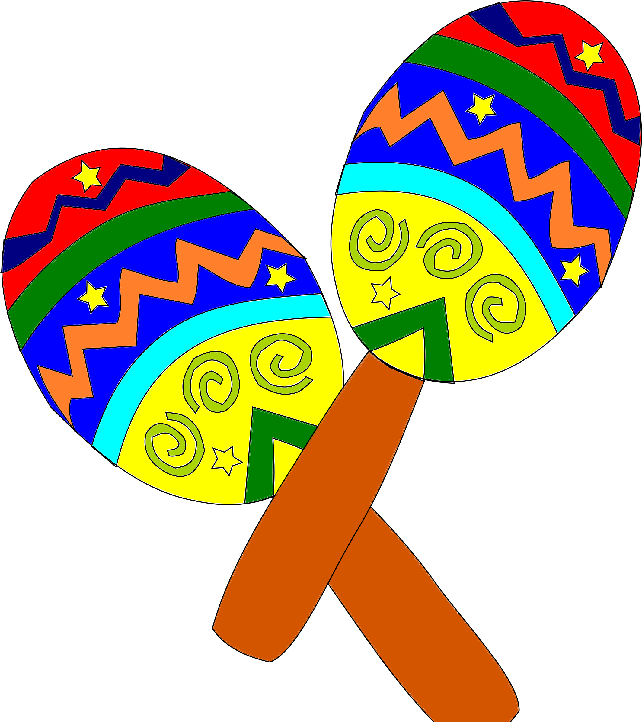 Pair of Mexican Maracas, drawing free image download