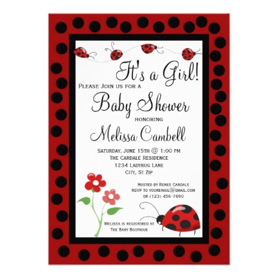 Ladybug Baby Shower Invitations Template free image download