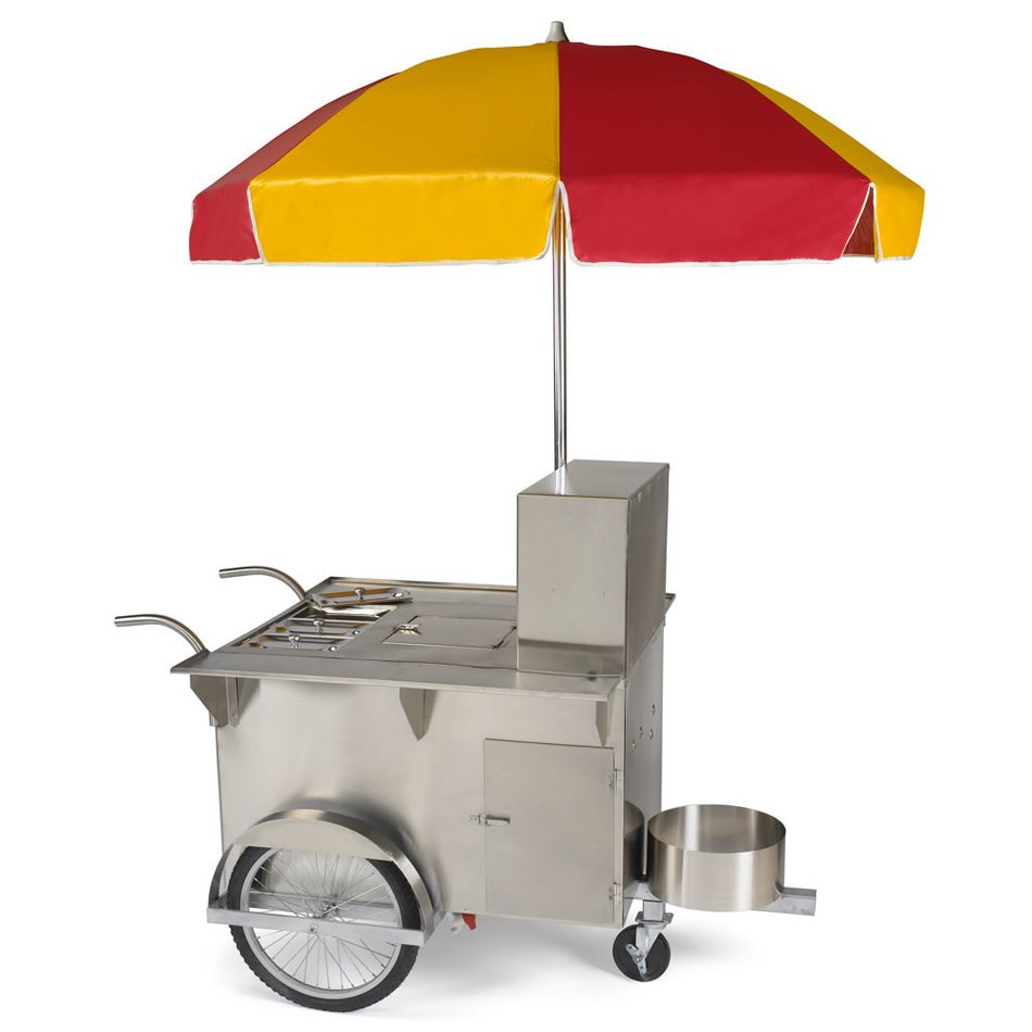 Hot Dog Cart with bright parasol, drawing free image download