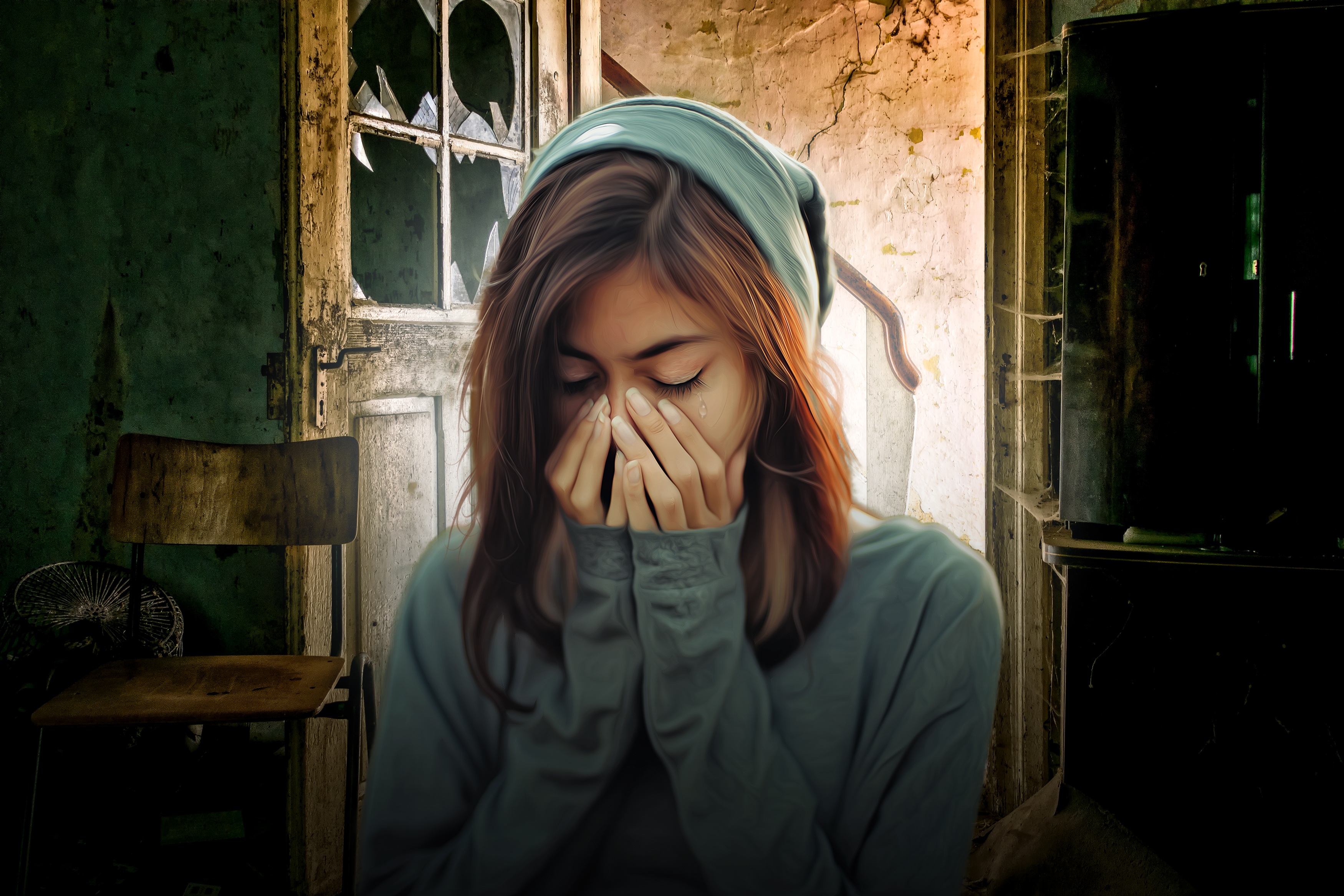 Sad girl in hoody free image