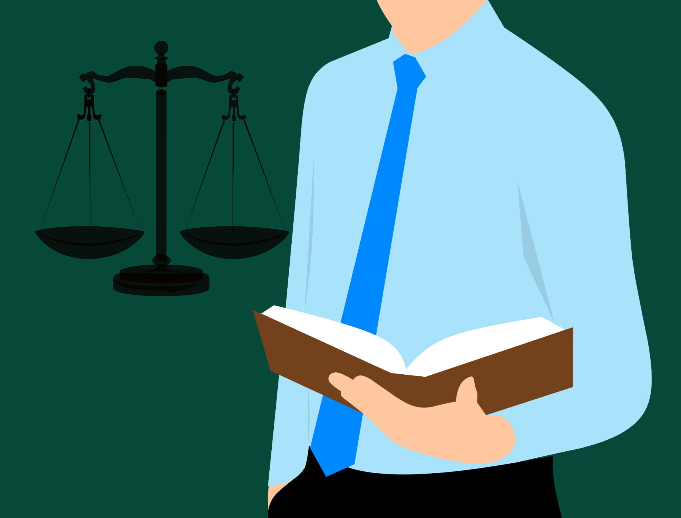 Lawyer, man with open book and scales, drawing free image download