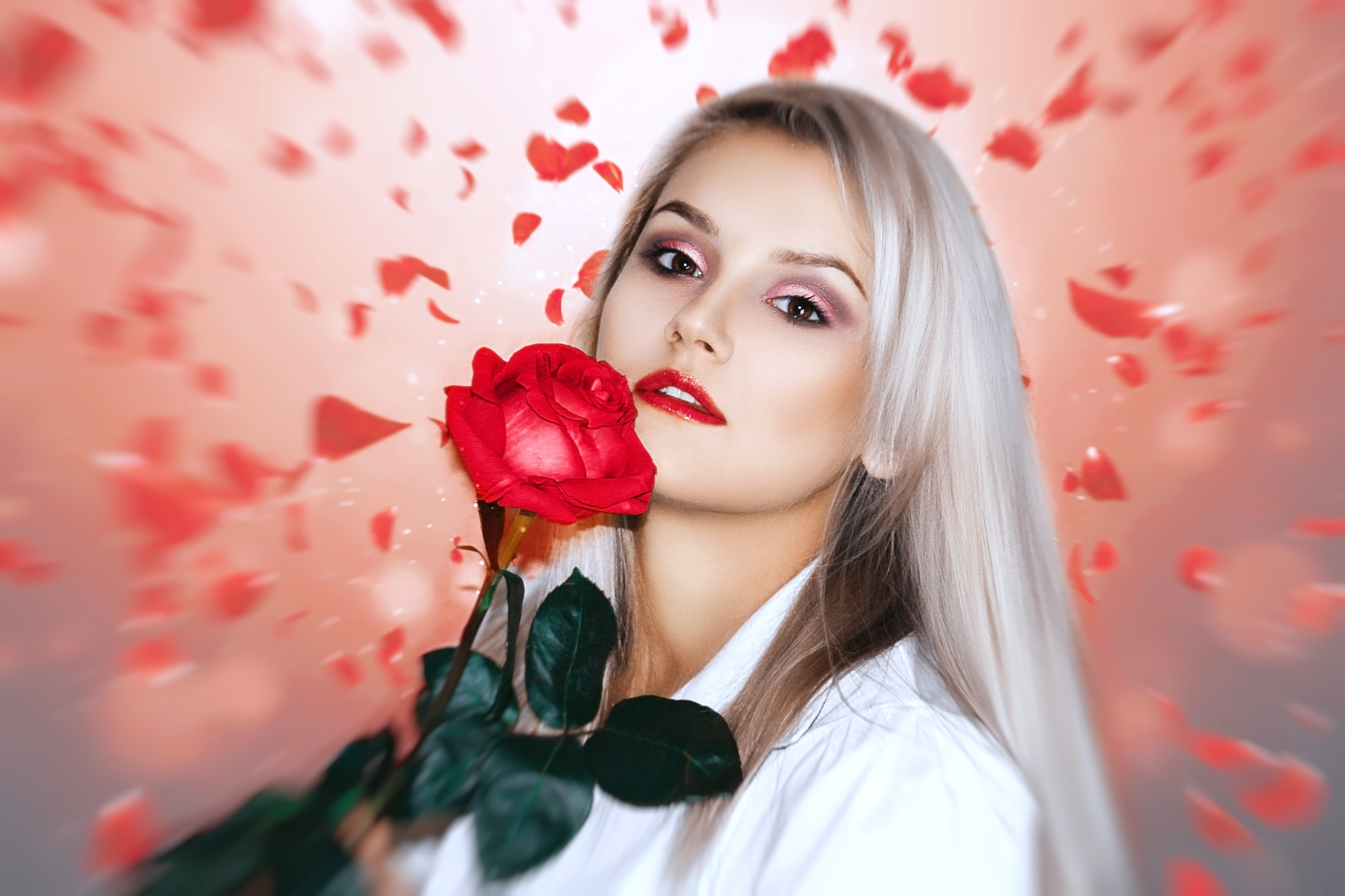 Girl red rose free image download